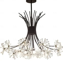 13/19 Heard Modern Fireworks Chandelier G4 Lamp Cap Crystal Dandelion Art Chandelier Ceiling Lamp in Living Room Bedroom and Dining Room