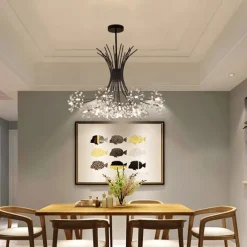 13/19 Heard Modern Fireworks Chandelier G4 Lamp Cap Crystal Dandelion Art Chandelier Ceiling Lamp in Living Room Bedroom and Dining Room