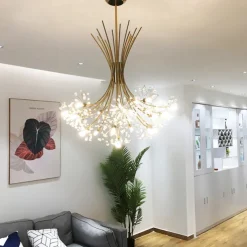 13/19 Heard Modern Fireworks Chandelier G4 Lamp Cap Crystal Dandelion Art Chandelier Ceiling Lamp in Living Room Bedroom and Dining Room