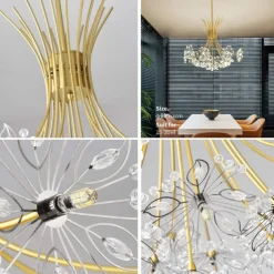 13/19 Heard Modern Fireworks Chandelier G4 Lamp Cap Crystal Dandelion Art Chandelier Ceiling Lamp in Living Room Bedroom and Dining Room