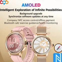 696 HK27 Smart Watch 1.3 inch Smart Band Fitness Bracelet Bluetooth Pedometer Call Reminder Sleep Tracker Compatible with Android iOS Women Hands-Free Calls Message Reminder IP 67 42mm Watch Case