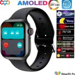 696 HK9MINI Smart Watch 1.75 inch Smart Band Fitness Bracelet Bluetooth Pedometer Call Reminder Sleep Tracker Compatible with Android iOS Women Men Hands-Free Calls Message Reminder IP 67 36mm Watch