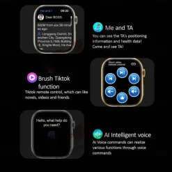 696 HK9MINI Smart Watch 1.75 inch Smart Band Fitness Bracelet Bluetooth Pedometer Call Reminder Sleep Tracker Compatible with Android iOS Women Men Hands-Free Calls Message Reminder IP 67 36mm Watch