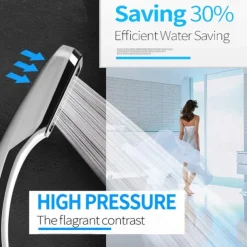 300 Holes Super Pressure Shower Head With Chrome Square Rainfall Handhold Water Saving Sprayer,Stainless Steel Plate and Durable Material