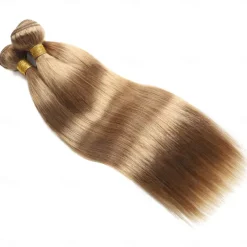 #27 Honey Blonde Human Hair Extensions Remy Hair Weave Pre-Colored Brazilian #27 Straight Bundles Hair Weaving 3PCS