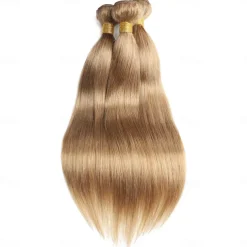 #27 Honey Blonde Human Hair Extensions Remy Hair Weave Pre-Colored Brazilian #27 Straight Bundles Hair Weaving 3PCS