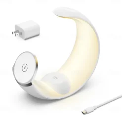 2024 Hottest Multi-function 4 In 1 Night Light Wireless Charger For iPhone Airpods iWatch Moon Shape Magnetic Wireless Charger