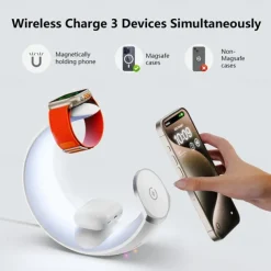 2024 Hottest Multi-function 4 In 1 Night Light Wireless Charger For iPhone Airpods iWatch Moon Shape Magnetic Wireless Charger