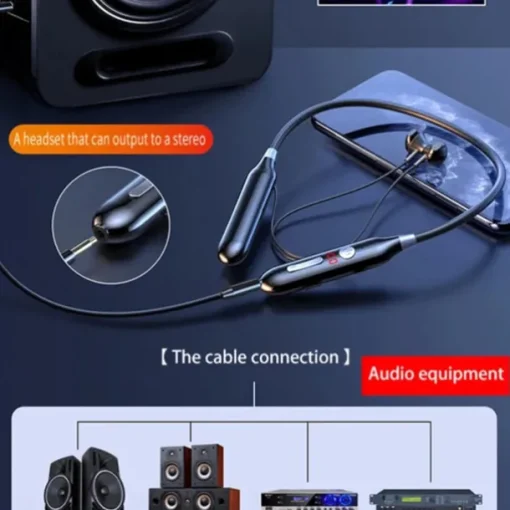 100 Hour Music Wireless Bluetooth Earphone 9D Strong Bass in Ear Sport Headset Neckband With Output MIC