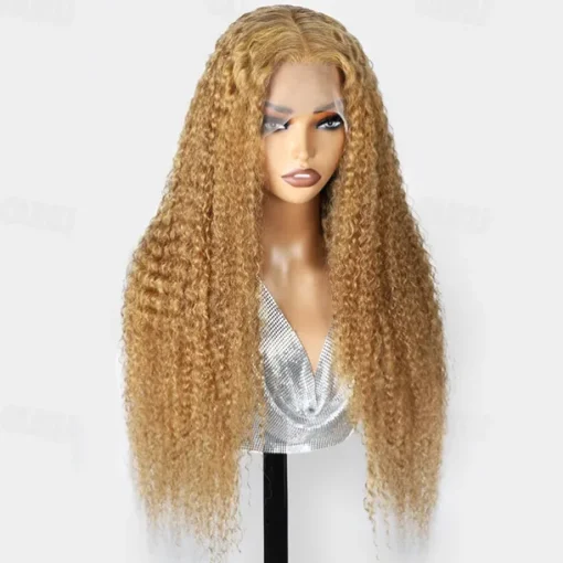 27# Human Hair 13*4 Front Lace Wig Curly Wave Human Hair Lace Wig 180% High Density