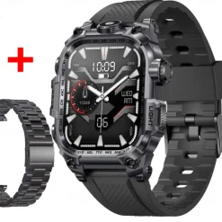 696 i121 Smart Watch 2.01 inch Smart Band Fitness Bracelet Bluetooth Pedometer Call Reminder Sleep Tracker Compatible with Android iOS Men Hands-Free Calls Message Reminder IPX-0 46mm Watch Case