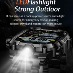 696 i121 Smart Watch 2.01 inch Smart Band Fitness Bracelet Bluetooth Pedometer Call Reminder Sleep Tracker Compatible with Android iOS Men Hands-Free Calls Message Reminder IPX-0 46mm Watch Case