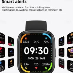 696 IDW26 Smart Watch 1.83 inch Smart Band Fitness Bracelet Bluetooth Call Reminder Sleep Tracker Heart Rate Monitor Compatible with Android iOS Women Men Hands-Free Calls Message Reminder IPX-0 40mm