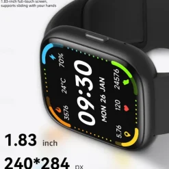 696 IDW26 Smart Watch 1.83 inch Smart Band Fitness Bracelet Bluetooth Call Reminder Sleep Tracker Heart Rate Monitor Compatible with Android iOS Women Men Hands-Free Calls Message Reminder IPX-0 40mm