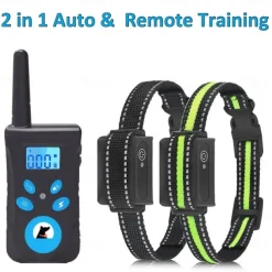 2 In 1 Automatic Anti Bark & Remote Training Collar Electric 3 Modes Beep Vibration Shock Waterproof Rechargeable Pet Behaviour Obedience Training
