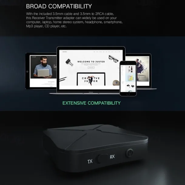 2 in 1 Bluetooth4.2 Computers Headphones AUX Car Stereo Music Audio Adapter Wireless Bluetooth Transmitter Receiver