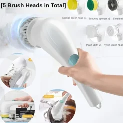 5 In 1 Electric Cleaning Brush Bathroom Kitchen Wash Brush USB Handheld Bathtub Sink Brush Automatic Window Cleaning Brush Tool