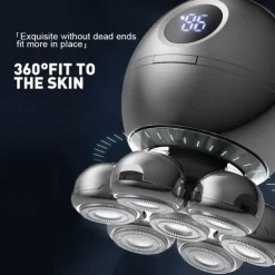 6 In 1 Electric Head Shaver for Bald Men 7D Floating Cutter Beard Trimmer Clipper IP68 Waterproof Shaving USB Wireless Charging Christmas Gift