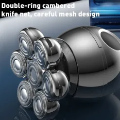 6 In 1 Electric Head Shaver for Bald Men 7D Floating Cutter Beard Trimmer Clipper IP68 Waterproof Shaving USB Wireless Charging Christmas Gift