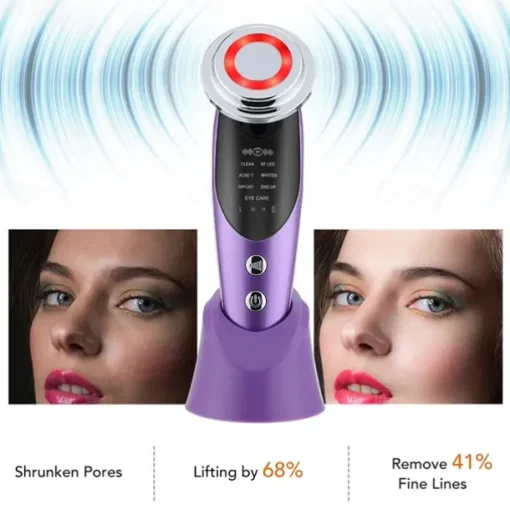 7 in 1 Facial Lifting Device EMS Radiofrequency Micro Current Rejuvenation Facial Massager Light Therapy Anti-aging Anti-wrinkle Beauty Instrument