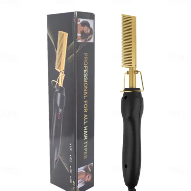 2 in 1 Hot Comb Hair Straightener Flat Irons Straightening Wet Dry Dual Use Brush Electric Heating Comb Hair Straight Styler Hair Curler