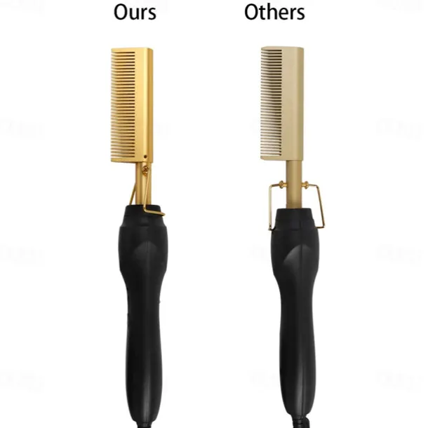 2 in 1 Hot Comb Hair Straightener Flat Irons Straightening Wet Dry Dual Use Brush Electric Heating Comb Hair Straight Styler Hair Curler