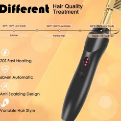 2 in 1 Hot Comb Hair Straightener Flat Irons Straightening Wet Dry Dual Use Brush Electric Heating Comb Hair Straight Styler Hair Curler
