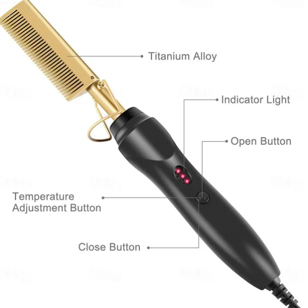 2 in 1 Hot Comb Hair Straightener Flat Irons Straightening Wet Dry Dual Use Brush Electric Heating Comb Hair Straight Styler Hair Curler