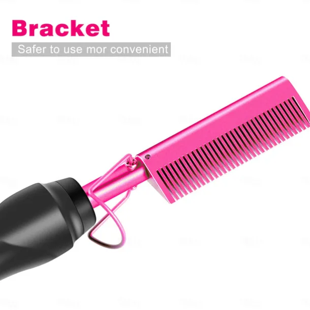 2 in 1 Hot Comb Hair Straightener Flat Irons Straightening Wet Dry Dual Use Brush Electric Heating Comb Hair Straight Styler Hair Curler