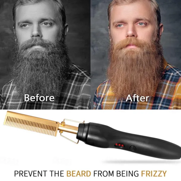 2 in 1 Hot Comb Hair Straightener Flat Irons Straightening Wet Dry Dual Use Brush Electric Heating Comb Hair Straight Styler Hair Curler