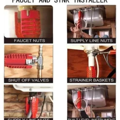 8 In 1 Multifunction Faucet and Sink Installer Tool Faucet Wrench Tool Plumbing Tool Water Pipe Spanner for Kitchen Bathroom Toilet Water Pipe