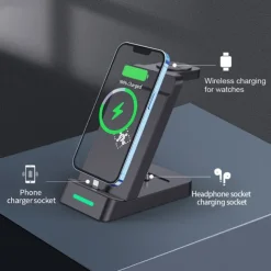 3 In 1 Multifunctional Wireless Charger Charging Station For iPhone/iWatch/AirPods Samsung Ultra Galaxy Watch Buds