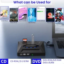 7 In 1 Portable USB 3.0 Ultra-thin External DVD Recorder Drive Reader Player Optical Drive For Laptop Desktop Accessories