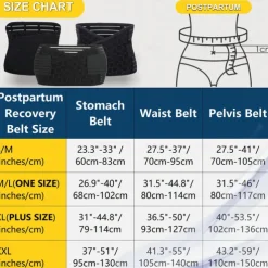 3 in 1 Postpartum Belly Wrap - Recovery Belly/Waist/Pelvis Belt Black Postpartum Belly Band