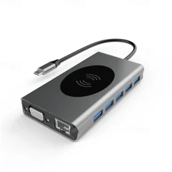 13 IN 1 USB C HUB Adapter with Wireless Charging USB C To HDMI 3.5mm Jack Audio SD TF HDMI VGA RJ45 USB3.0 Docking Station for MacbookPRO