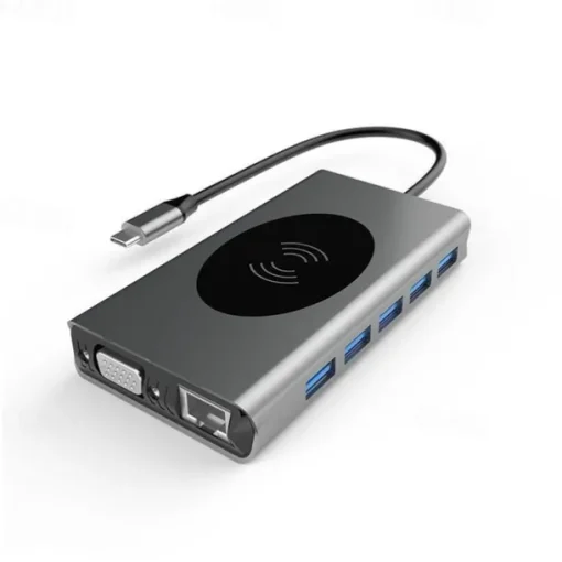 13 IN 1 USB C HUB Adapter with Wireless Charging USB C To HDMI 3.5mm Jack Audio SD TF HDMI VGA RJ45 USB3.0 Docking Station for MacbookPRO