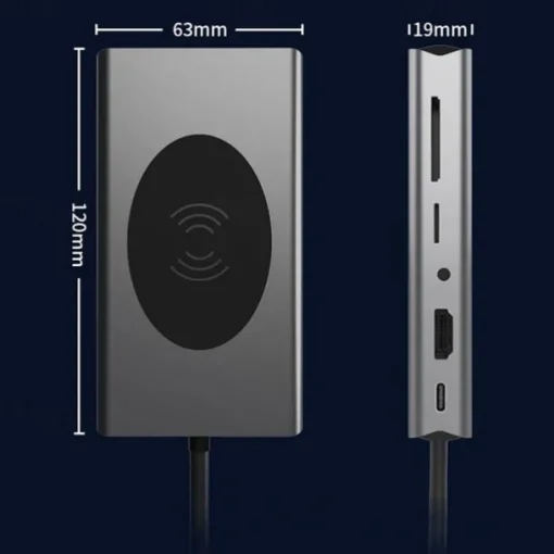 13 IN 1 USB C HUB Adapter with Wireless Charging USB C To HDMI 3.5mm Jack Audio SD TF HDMI VGA RJ45 USB3.0 Docking Station for MacbookPRO