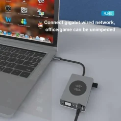 13 IN 1 USB C HUB Adapter with Wireless Charging USB C To HDMI 3.5mm Jack Audio SD TF HDMI VGA RJ45 USB3.0 Docking Station for MacbookPRO