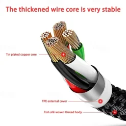 4 In 1 USB Cable For iPhone 3 In 1 USB A To Micro USB/Type C/8 Pin Charger Cable 3A Fast Charging Cabl For Huawei Samsung Xiaomi