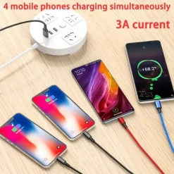4 In 1 USB Cable For iPhone 3 In 1 USB A To Micro USB/Type C/8 Pin Charger Cable 3A Fast Charging Cabl For Huawei Samsung Xiaomi