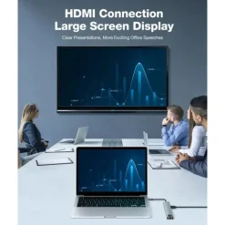 10 in 1 USB Hubs with HD 4K@30Hz USB3.0 USB2.0 Type-C 2.0 RJ45 Ethernet 100W PD Charging SD TF Card Slots Docking Station