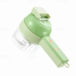 4 In 1 Vegetable Chopper Handheld Electric Vegetable Cutter Set Portable Wireless Garlic Mud Masher Garlic Press & Slicer Set Multifunctional Electric Mini Food Processor With Brush For Ginger Pepper