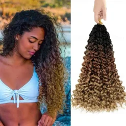 18 Inch 8 Packs Curly Crochet Hair Beach Curl Water Wave Crochet Hair Deep Wave Wavy Braids Curly Crochet Hair For Black Women