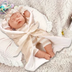 12 Inch Baby Doll with Soft Sleep Bassinet BedReborn Alive Doll Includes Clothes and AccessoriesBottlesFirst Baby Dolls for Toddlers 36 Months and Up