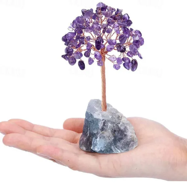 4.72 inch Crystal Tree of Life Healing Crystal Trees for Home Decor Office Desk Decor Living Room Decor Handmade Bonsai Trees for Positive Energy Money Good Luck Birthday Gifts for Women Mom