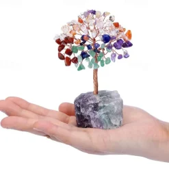 4.72 inch Crystal Tree of Life Healing Crystal Trees for Home Decor Office Desk Decor Living Room Decor Handmade Bonsai Trees for Positive Energy Money Good Luck Birthday Gifts for Women Mom