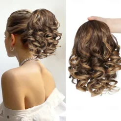 10 Inch Drawstring Ponytail Extension,Short Loose Wavy Pony Tails Hair Extensions Synthetic Hair Pieces for Women Daily Use