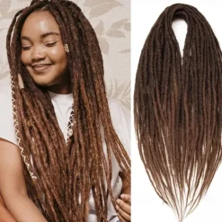 24 Inch Dreadlocks Extensions Goddess Locs Crochet Hair for Women 10 Strands Handmade Dreadlock crochet hair braids Synthetic thin 0.6cm Hippie Straight Double Ended Dreads