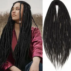 24 Inch Dreadlocks Extensions Goddess Locs Crochet Hair for Women 10 Strands Handmade Dreadlock crochet hair braids Synthetic thin 0.6cm Hippie Straight Double Ended Dreads