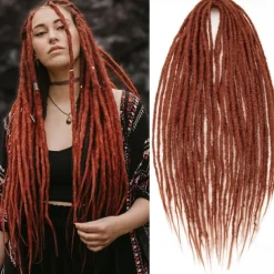 24 Inch Dreadlocks Extensions Goddess Locs Crochet Hair for Women 10 Strands Handmade Dreadlock crochet hair braids Synthetic thin 0.6cm Hippie Straight Double Ended Dreads